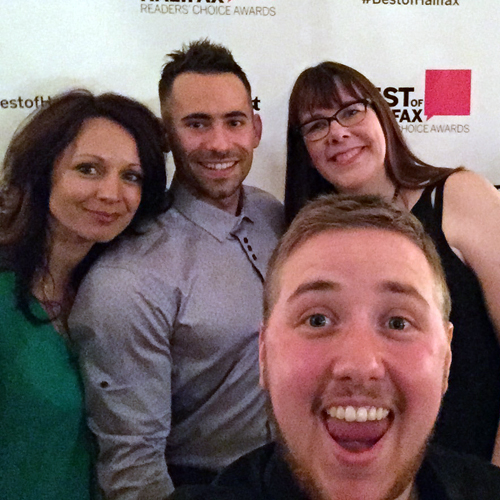My best buddy Kathy, Pat Busby (owner of ProEdge and Silver winner for Best Gym), me, and the Photographer who jumped in on our selfie.